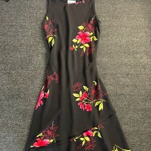 Studio I Black Dress with Pink Floral Design